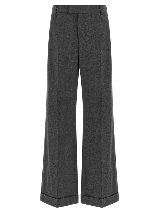 Gray Virgin Wool Casual Pants