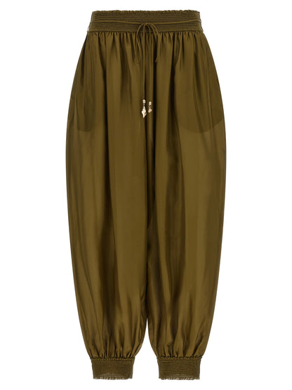 Bicolor Silk Casual Pants