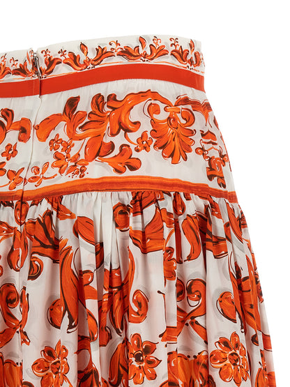 Orange Cotton Mini Skirt