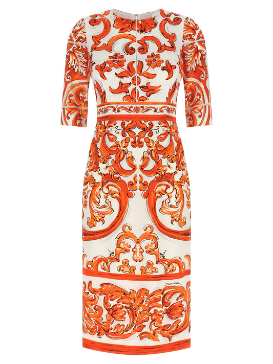 Orange Silk Midi Dress