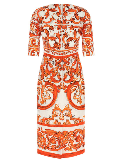 Orange Silk Midi Dress