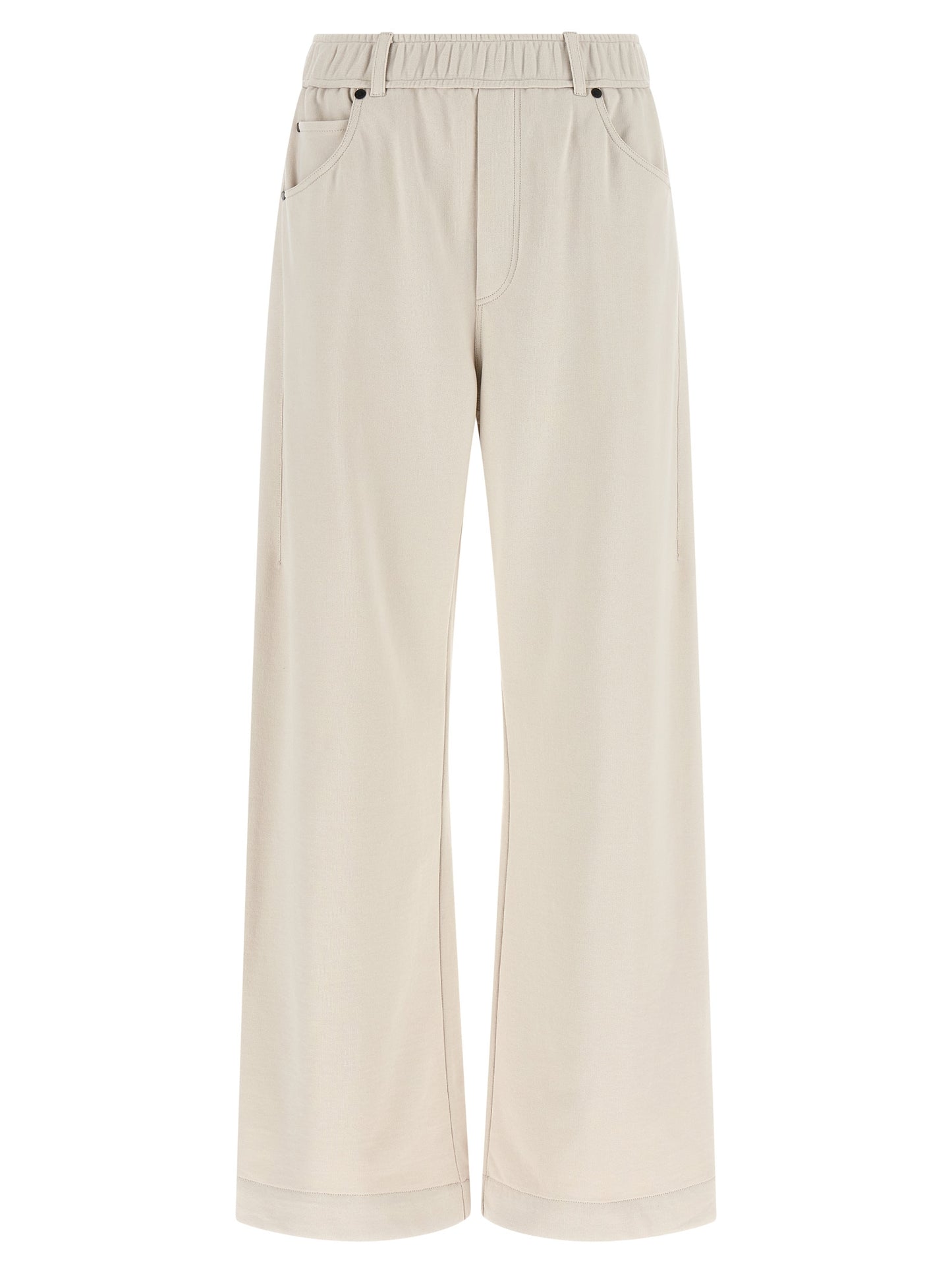 Beige Cotton Athletic Pants