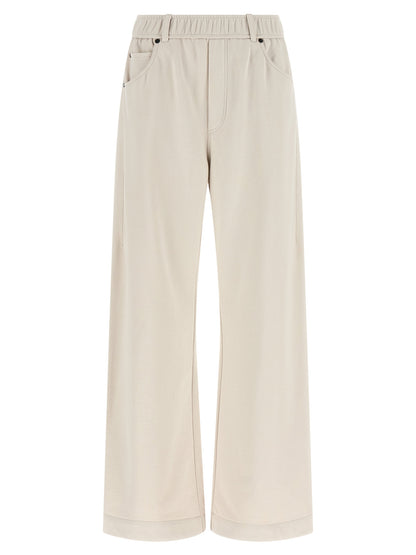 Beige Cotton Athletic Pants