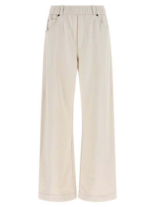 Beige Cotton Athletic Pants