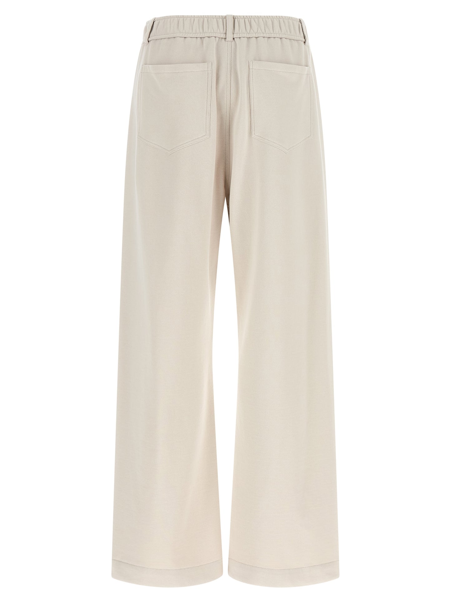 Beige Cotton Athletic Pants