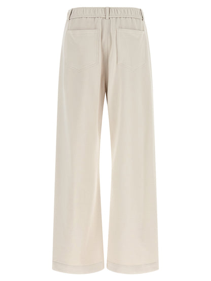 Beige Cotton Athletic Pants