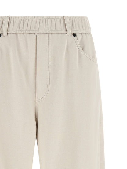 Beige Cotton Athletic Pants