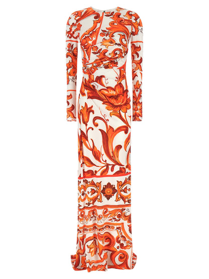 Orange Viscose Long Dress