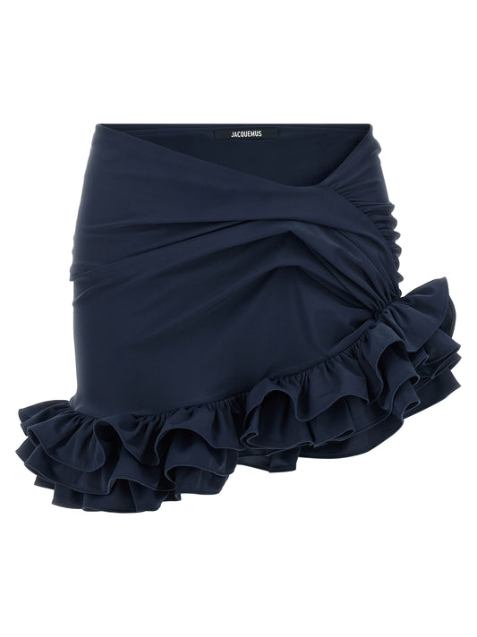 Blue Polyamide Long Skirt