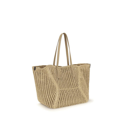 Beige Raffia Handbag
