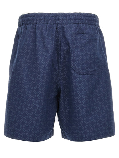 Blue Cotton Bermuda Shorts