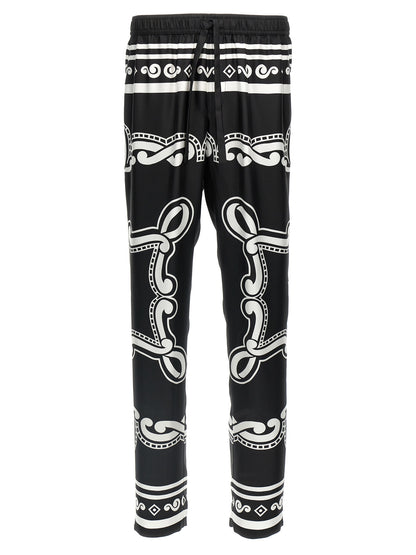 Bicolor Silk Casual Pants