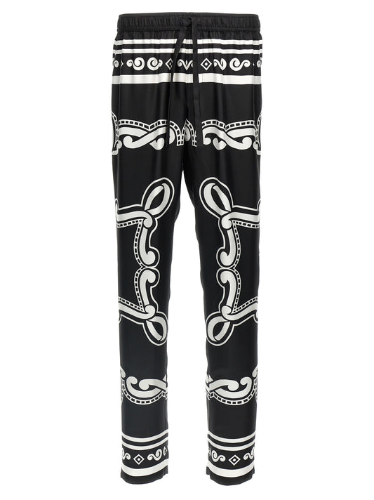 Bicolor Silk Casual Pants