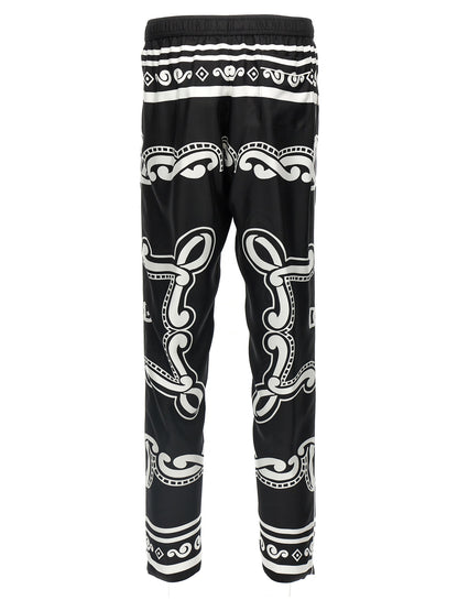 Bicolor Silk Casual Pants