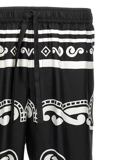 Bicolor Silk Casual Pants