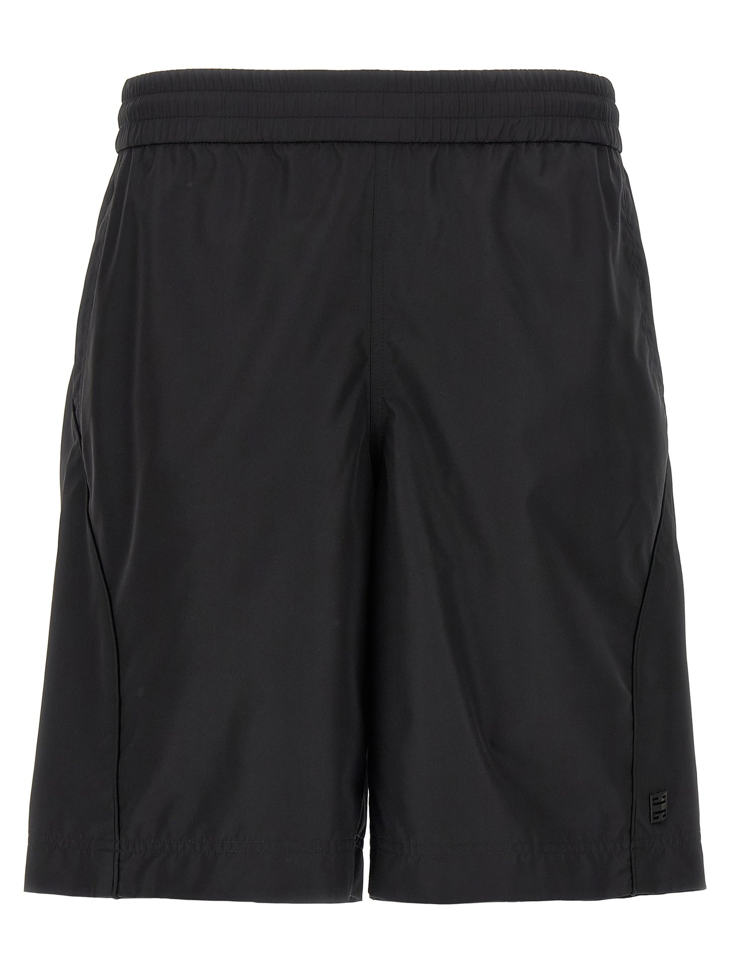 Black Polyester Bermuda Shorts