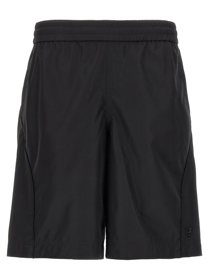 Black Polyester Bermuda Shorts