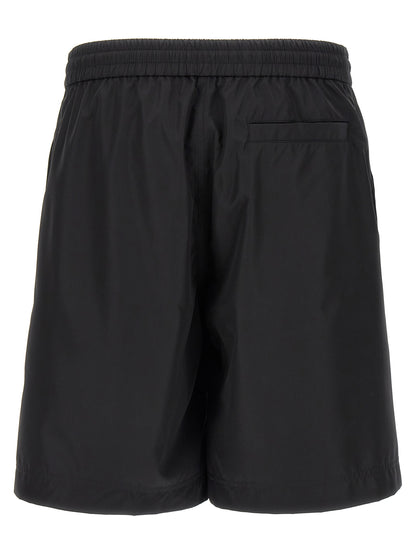 Black Polyester Bermuda Shorts