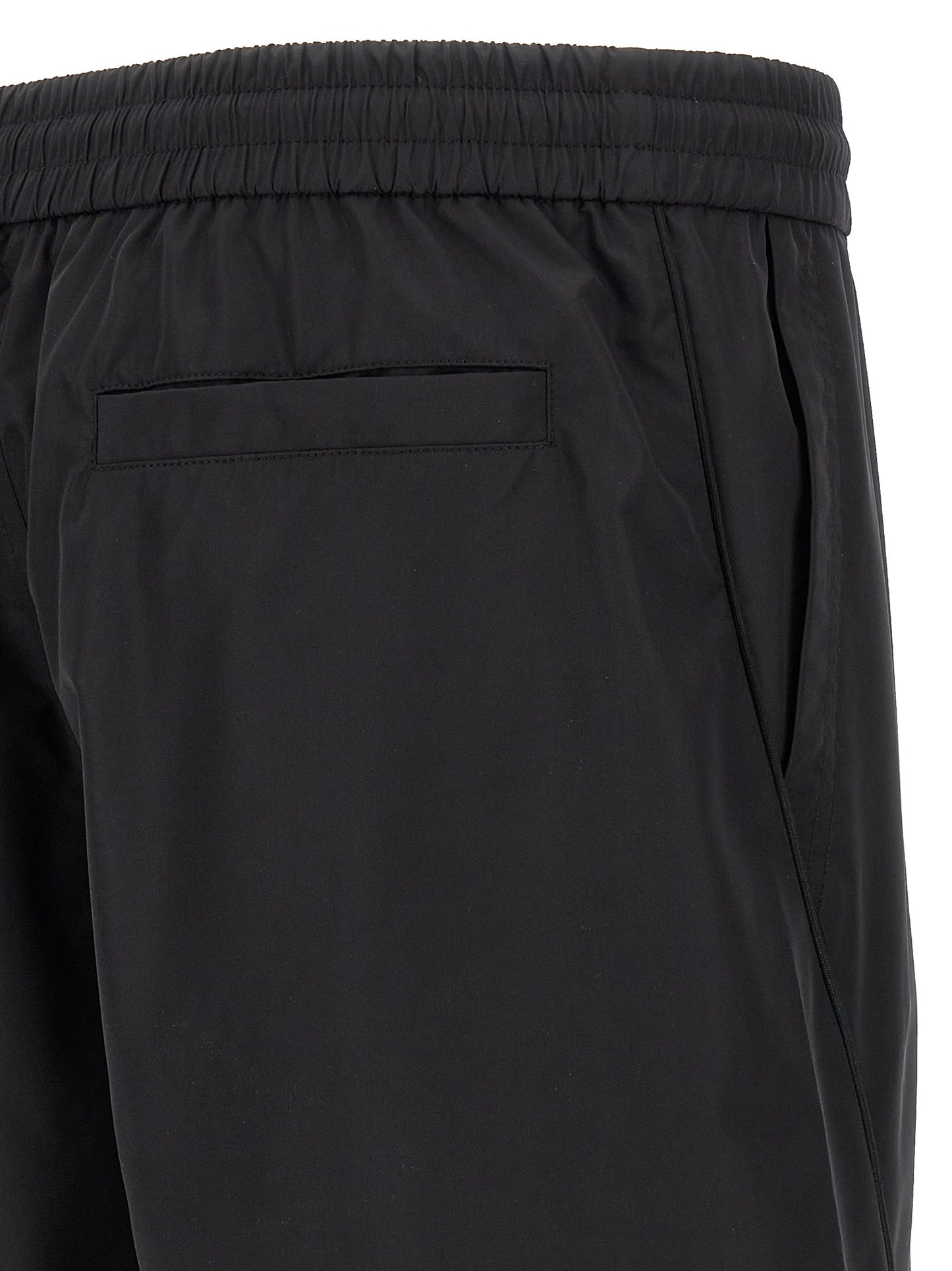 Black Polyester Bermuda Shorts