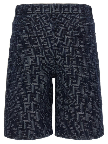 Blue Cotton Bermuda Shorts