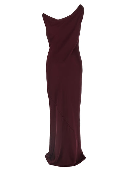 Bordeaux Polyester Long Dress