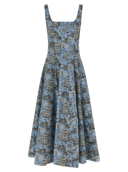 Blue Cotton Midi Dress