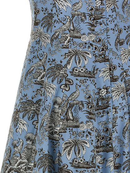 Blue Cotton Midi Dress