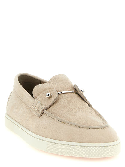 Beige Calfskin Slip-On Loafers