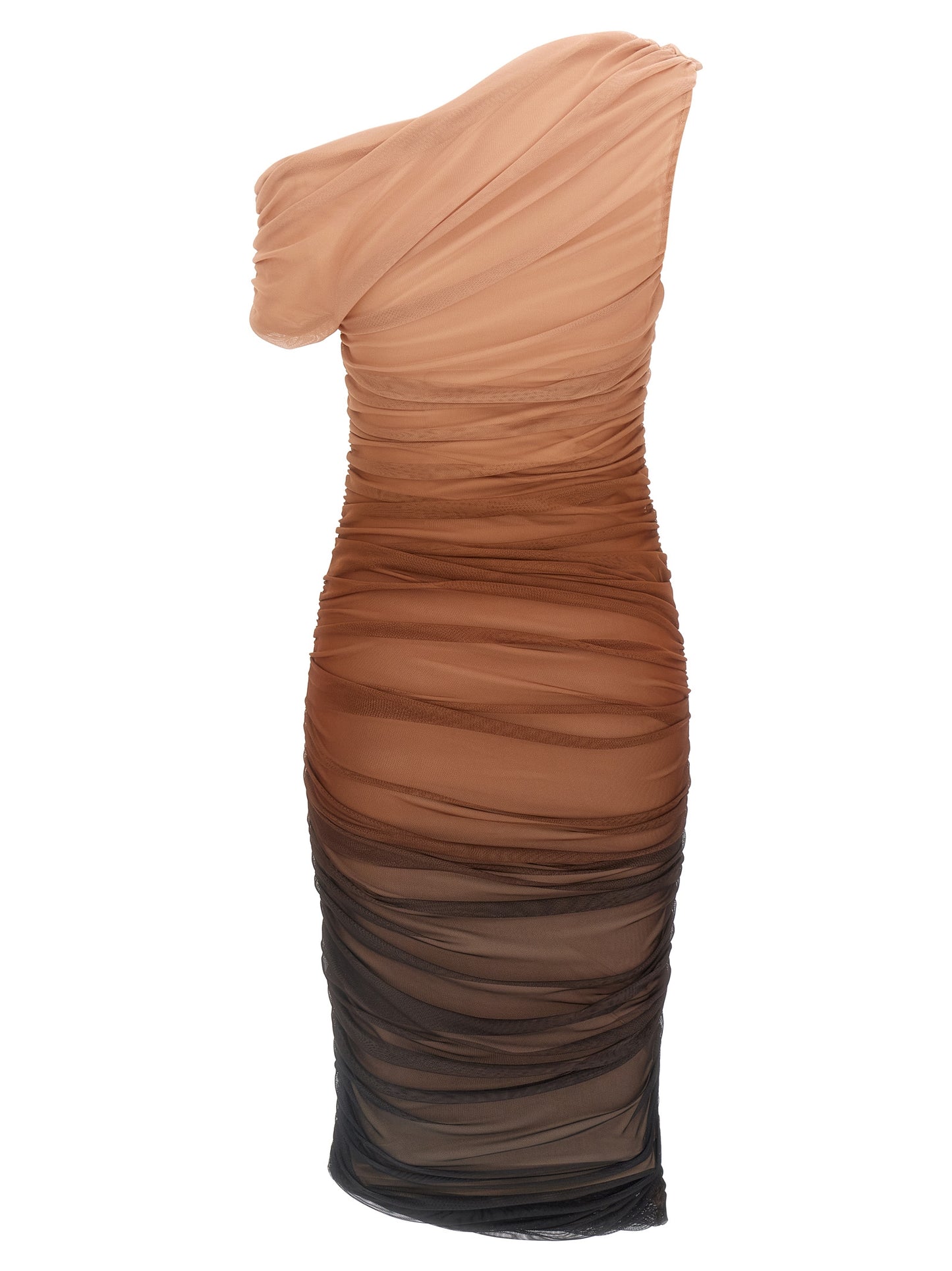 Brown Polyamide Midi Dress
