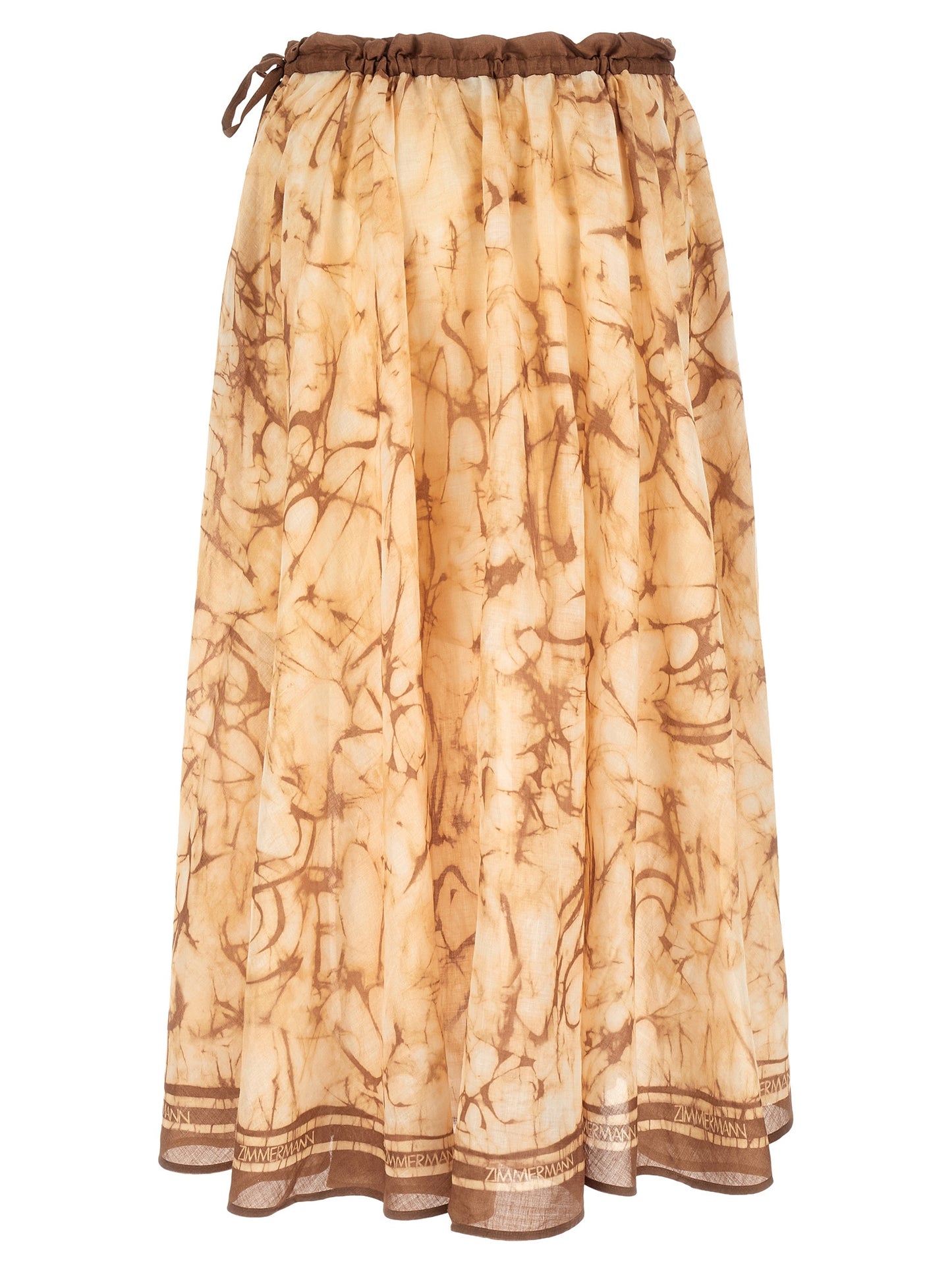 Beige Ramie Midi Skirt