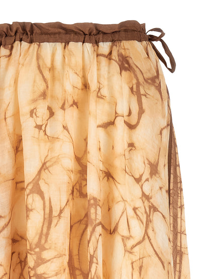 Beige Ramie Midi Skirt