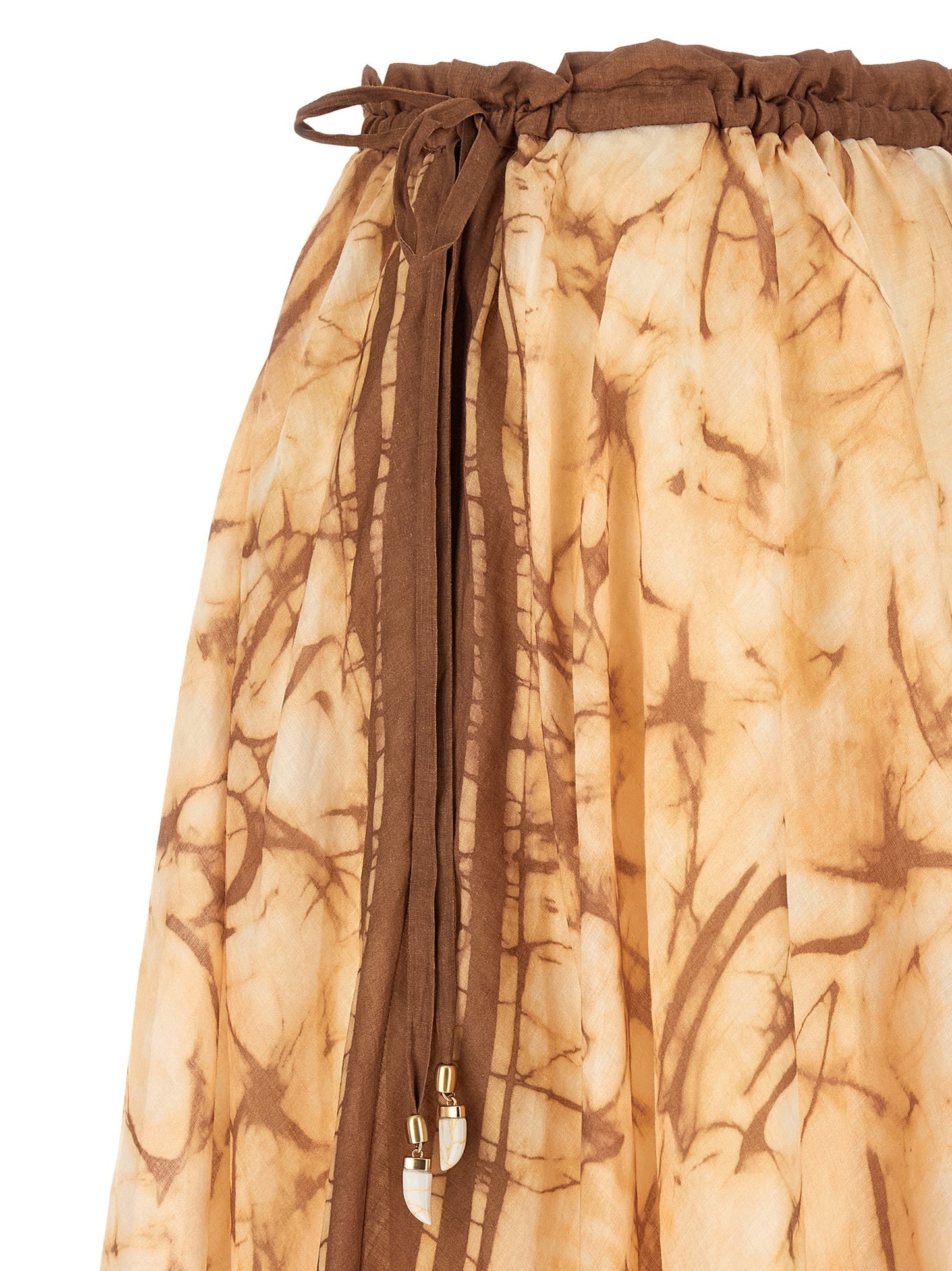 Beige Ramie Midi Skirt