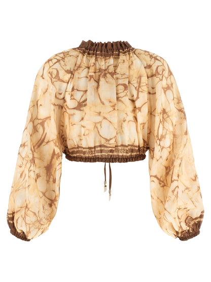 Beige Ramie Pattern Shirt