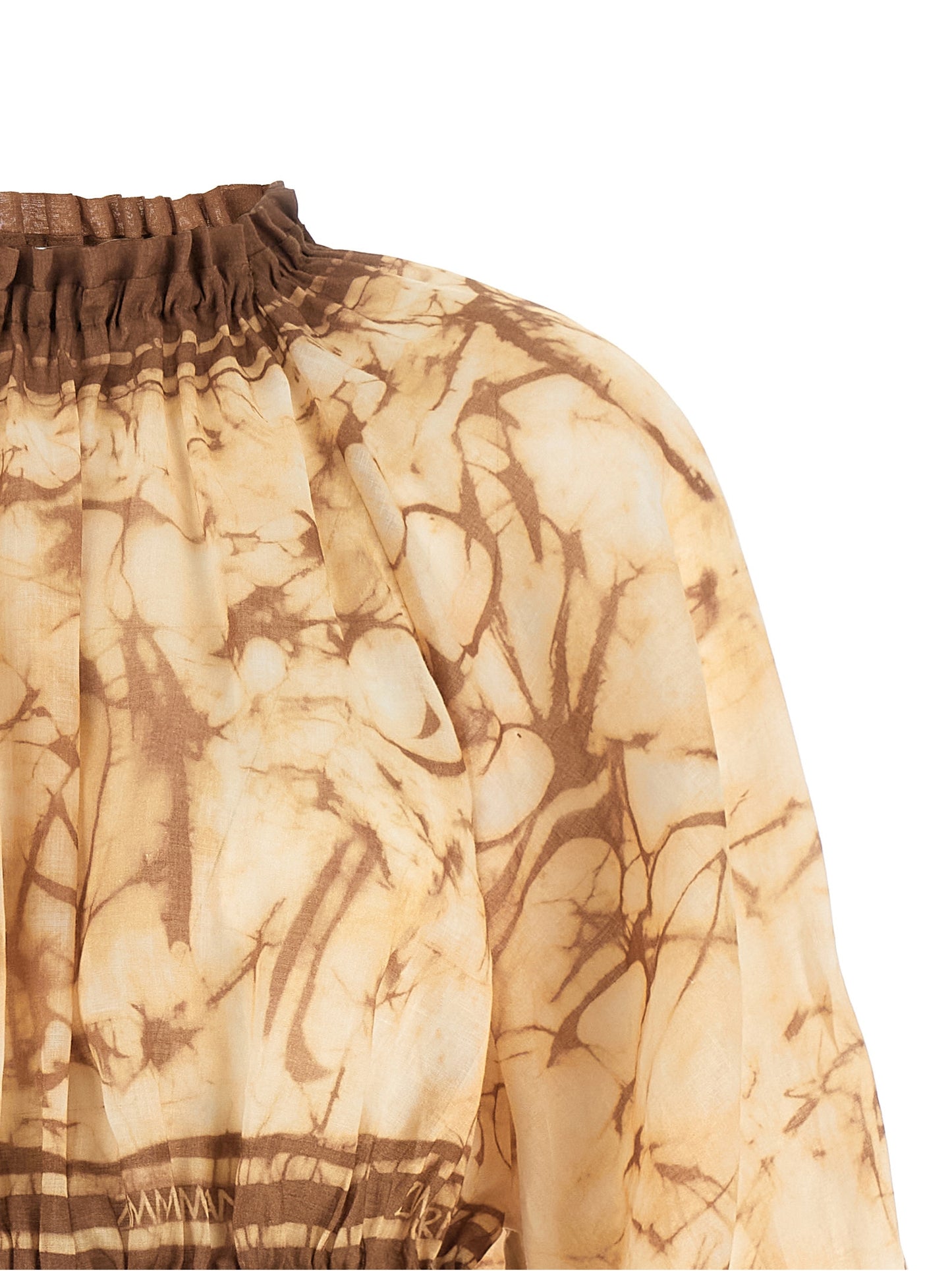 Beige Ramie Pattern Shirt