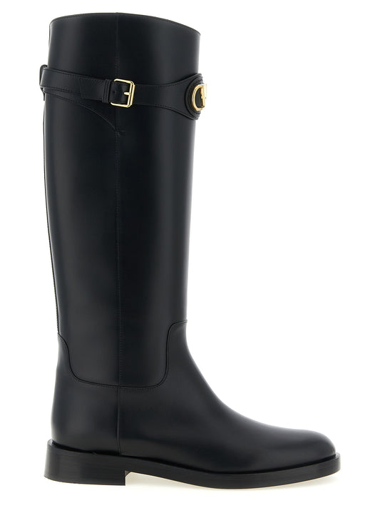 Black Calfskin Over The Knee