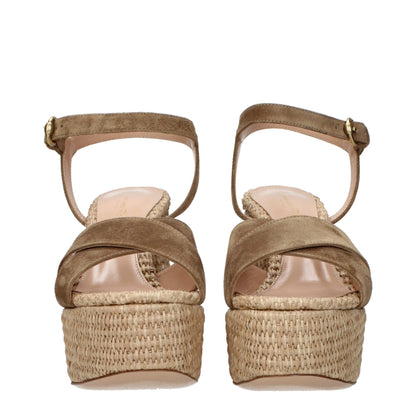 Brown Leather Platform Sandals