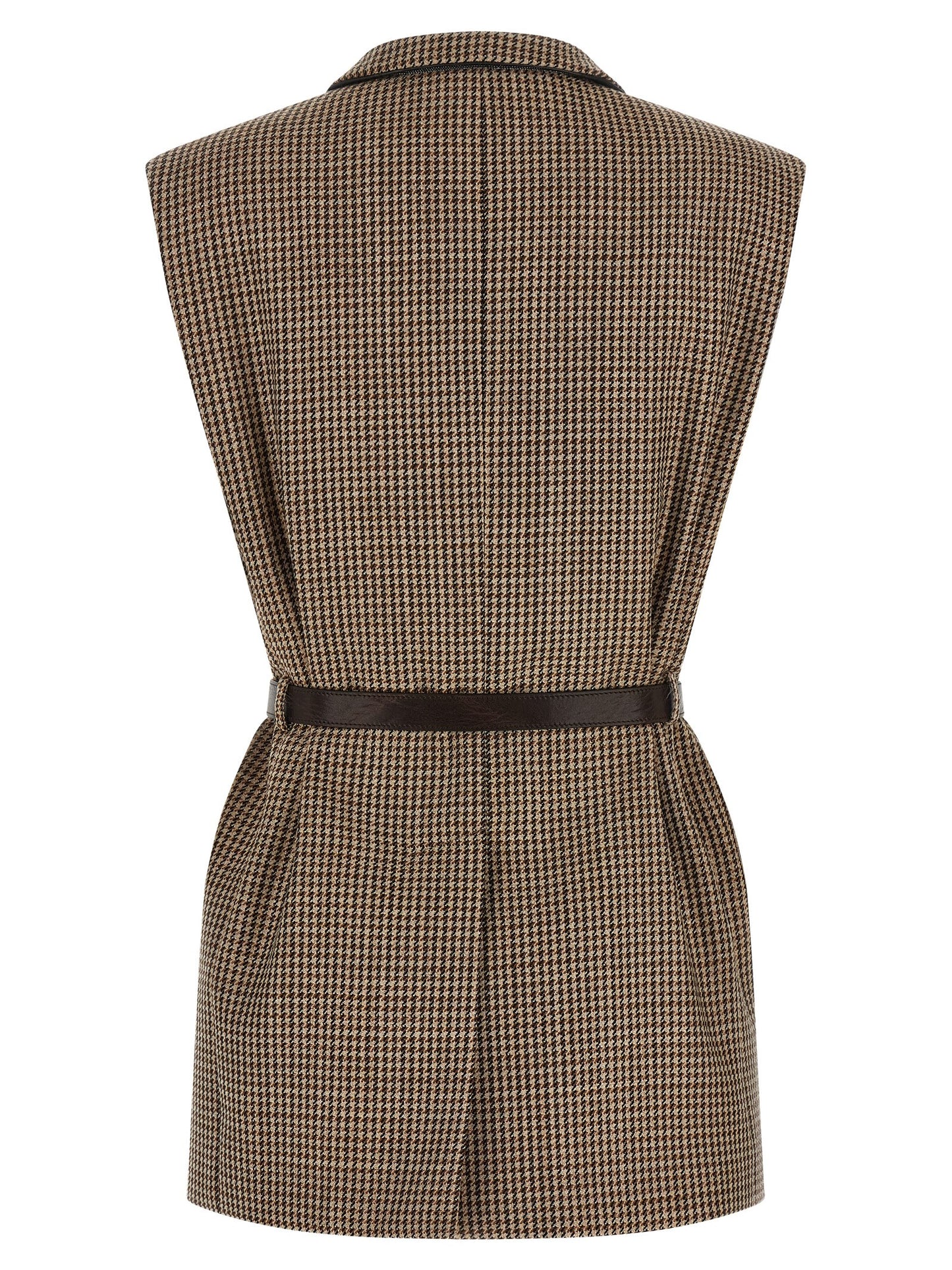 Beige Virgin Wool Sleeveless Jacket