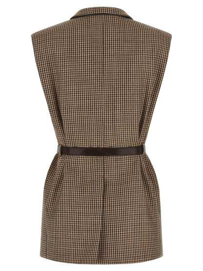 Beige Virgin Wool Sleeveless Jacket
