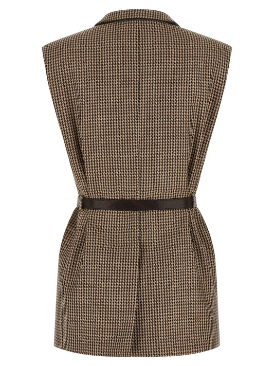 Beige Virgin Wool Sleeveless Jacket