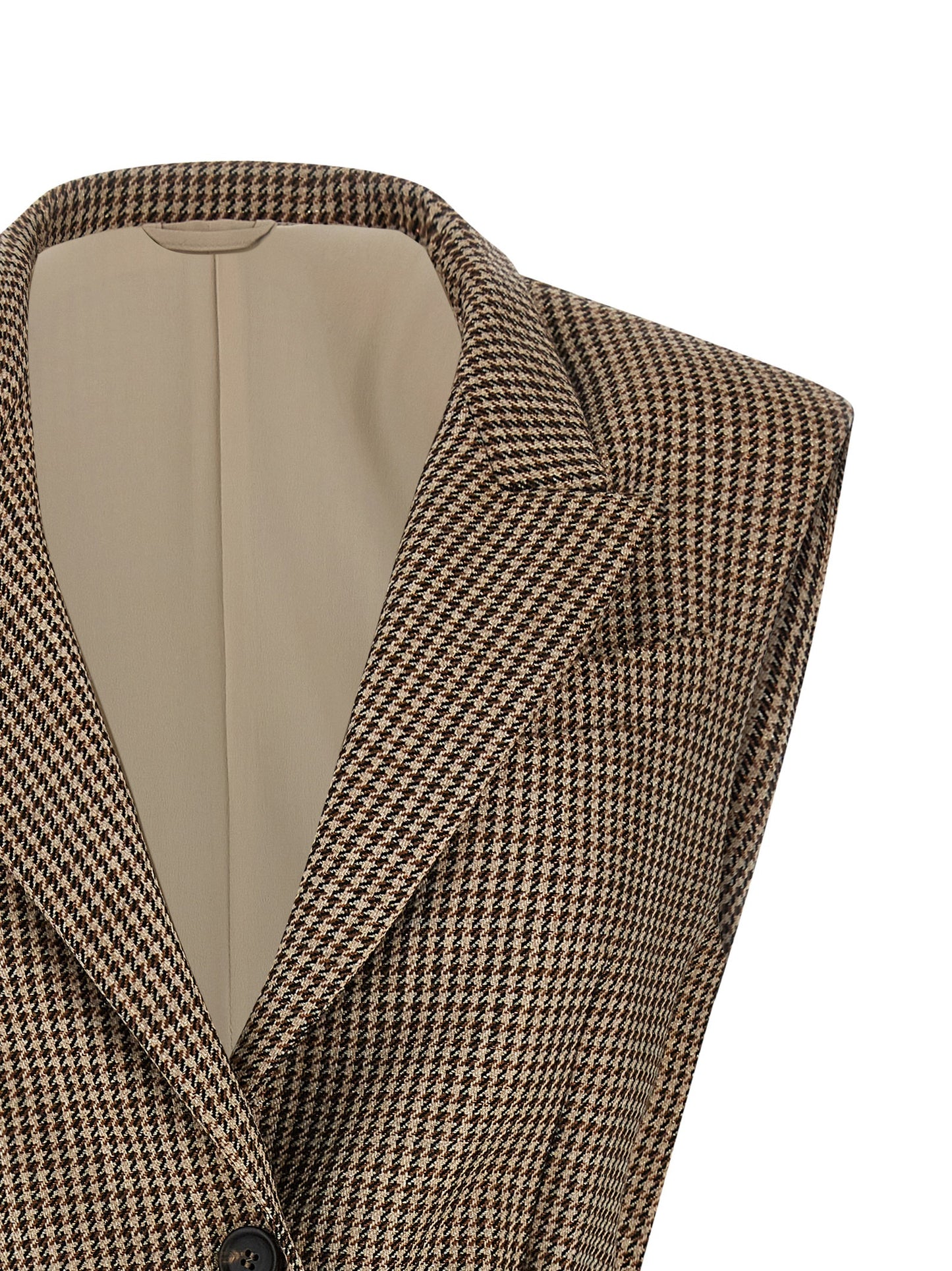 Beige Virgin Wool Sleeveless Jacket