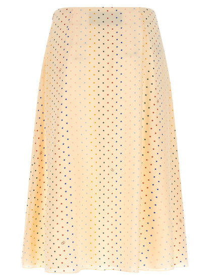 Multicolor Silk Midi Skirt