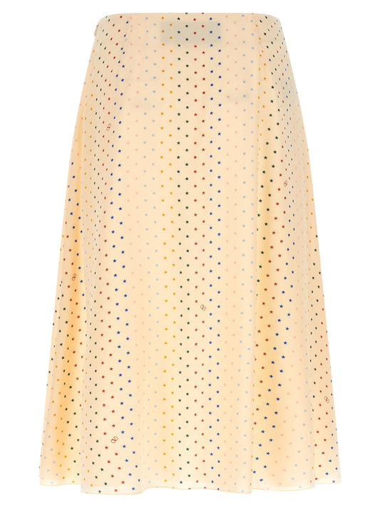 Multicolor Silk Midi Skirt