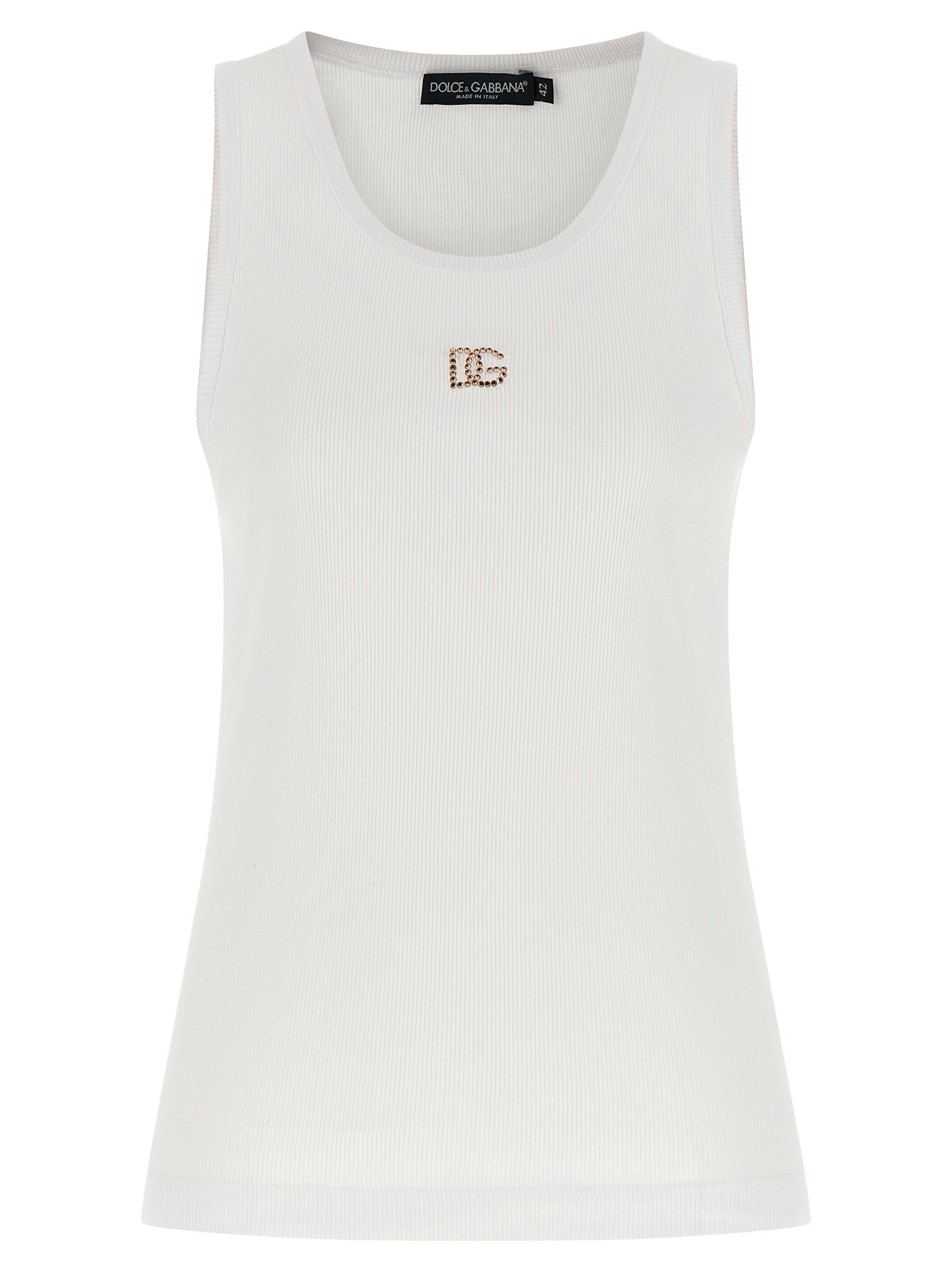 White Cotton Sleeveles T-Shirt
