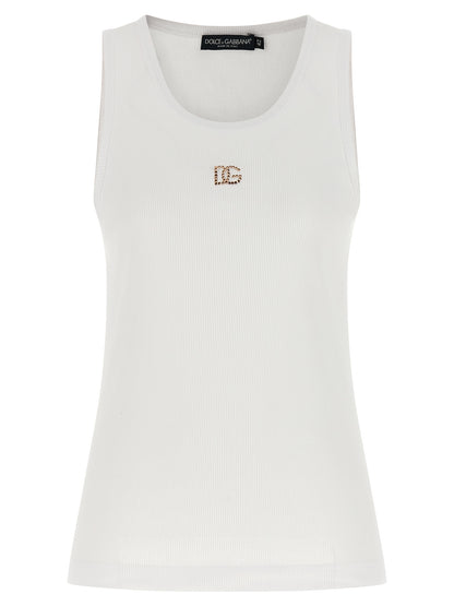 White Cotton Sleeveles T-Shirt