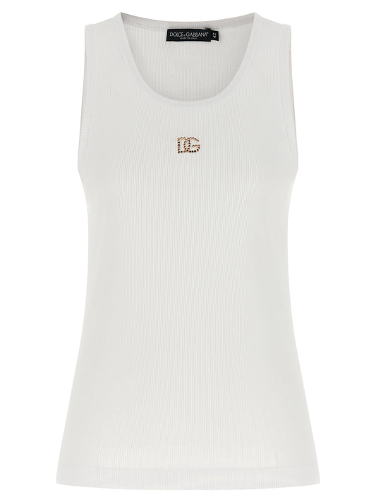 White Cotton Sleeveles T-Shirt