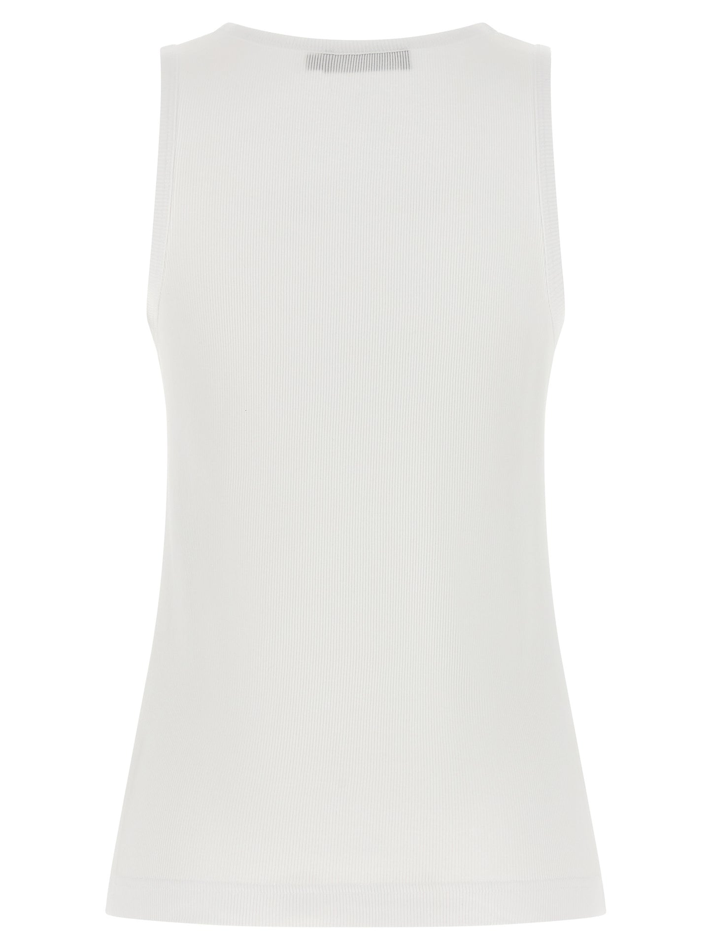 White Cotton Sleeveles T-Shirt