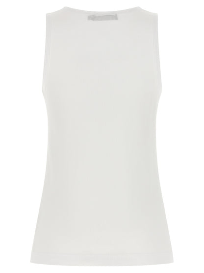 White Cotton Sleeveles T-Shirt