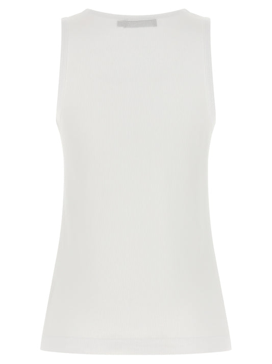 White Cotton Sleeveles T-Shirt