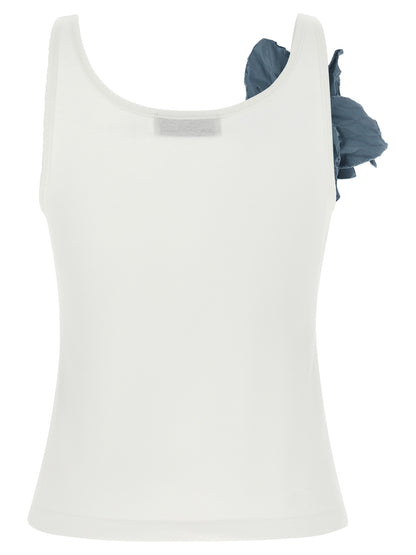 Blue Cotton Sleeveles T-Shirt