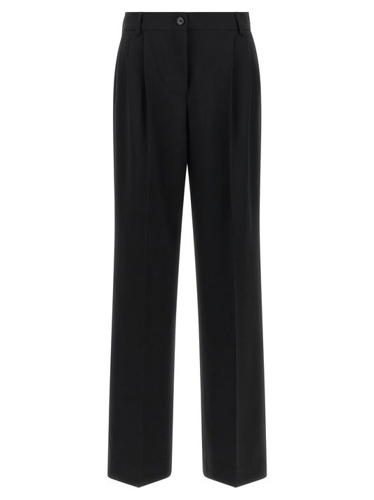 Black Virgin Wool Casual Pants